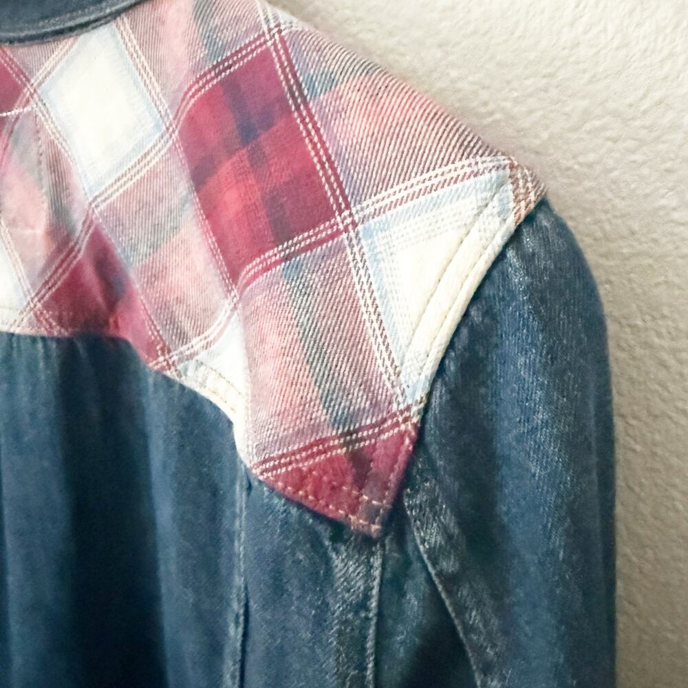 GAP x PENDLETON | Denim Jacket Cotton Coat Plaid Button Cowgirl Western | Medium - Picture 5 of 8